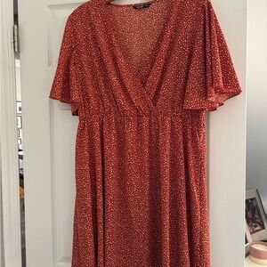 Women’s SHEIN rust polka dot baby doll dress size 2X.
